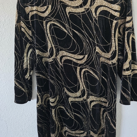 Vintage Dress 3X Women Gold Black Y2K Burnout Velvet Sheath Fairygrunge - Picture 9 of 13